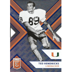 ted hendricks 2018 elite draft picks blue status Vintage football card featuring a player in a white jersey with number 89, designed with a bold orange and blue pattern.