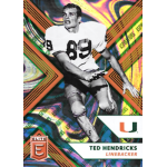 ted hendricks 2018 elite draft picks emerald aspirations Vintage football card featuring a linebacker, wearing number 89 jersey, with dynamic, colorful background design.