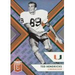 ted hendricks 2018 elite draft picks emerald status Vintage football card featuring a linebacker in action, wearing number 89, with a university emblem in the corner.