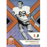 ted hendricks 2018 elite draft picks gold status Football player in action pose on a trading card, displaying the number 89 jersey and 'U' logo, labeled as a linebacker.