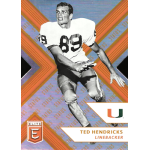 ted hendricks 2018 elite draft picks orange status Vintage football card featuring linebacker in action, wearing #89 jersey, with Elite branding and University logo.