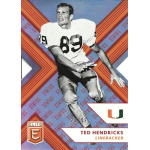 ted hendricks 2018 elite draft picks red status Vintage football card featuring player in action pose, wearing number 89 jersey, with team logo and bold design elements.