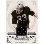 ted hendricks 2012 panini national treasures century materials Football card featuring player in black Oakland Raiders jersey, number 83, with 'Century Materials' text below.