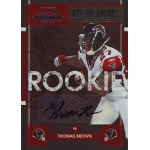 thomas brown 2008 playoff contenders rookie ticket autograph Atlanta Falcons Thomas Brown rookie card featuring action pose and signature.