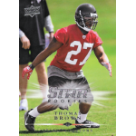 thomas brown 2008 upper deck rc Football player practicing in red jersey, helmet, and gloves on a sports card titled Star Rookies.