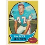 tom beier 1970 topps rc Retro football trading card featuring a player wearing number 47 for the 49ers, labeled as a safety.