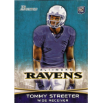 tommy streeter 2012 bowman 114a rc Baltimore Ravens football card featuring a player in uniform, labeled Tommy Streeter, Wide Receiver.