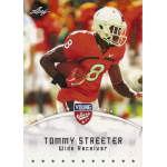 tommy streeter 2012 leaf young stars rc Wide receiver in a red uniform holding a football, featured on a Young Stars sports card.