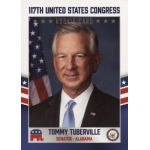 tommy tuberille 2021 fascinating cards united states congress Portrait of a U.S. Congress member with a flag background, labeled as a rookie card for Senator Tommy Tuberville.