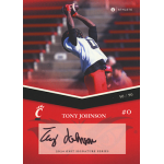 tony johnson 2024 onit cincinnati autograph Football player catching a ball, featured on a 2014 Onit Signature Series trading card with red design and autograph.