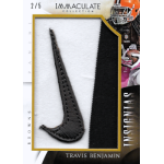 travis benjamin 2014 panini immaculate collection insignias Football card showcasing Travis Benjamin's Immaculate Collection with a Nike logo patch, displaying Browns colors.