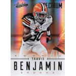 travis benjamin 2012 absolute spectrum gold rc Football card featuring a player in a Cleveland Browns uniform with number 80, labeled Rookie Travis Benjamin.