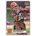 travis benjamin 2012 topps magic rc Football player in brown uniform catching a pass on a trading card, branded Topps Magic with AFC logo.