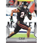 travis homer 2019 leaf draft retail rc Football player in a black uniform running with the ball during a game, featured on a draft trading card.