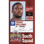 travis williams 2006 senior bowl sga Football player card for Travis Williams, LB for Auburn at Senior Bowl 2006, South Squad, featuring sponsors.