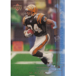 tremain mack 2000 upper deck 48 Football player in Cincinnati Bengals uniform running with the ball on a trading card.