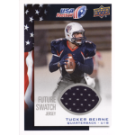 tucker beirne 2014 upper deck usa future swatch Football trading card featuring a quarterback in uniform holding a ball, with an American flag design and jersey swatch.