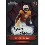 tyler baron 2021 wild card alumination autograph Football trading card featuring a linebacker in an orange uniform with white accents, signed by Tyler Baron.