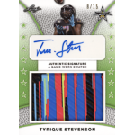 tyrique stevenson 2019 leaf army all american bowl jersey autograph Autographed Tyrique Stevenson sports card with game-worn swatch, limited edition 8/15, vibrant design.