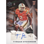 tyrique stevenson 2023 chronicles draft picks gridiron kings autograph Football player in orange uniform, mid-action, numbered jersey, vibrant background, autograph visible below.