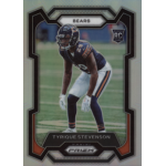 tyrique stevenson 2023 panini prizm rc Football player in Bears uniform on a trading card.