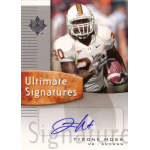 tyrone moss 2007 ultimate ultimate signatures Football trading card featuring a player in University of Miami uniform with Ultimate Signatures and an autograph.