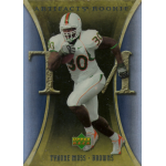 tyrone moss 2007 upper deck artifacts rc Football trading card featuring a player in a white uniform with a red-striped helmet. Upper Deck Artifacts Rookie series.