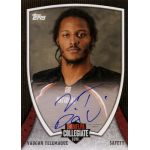vaughn telemaque 2013 topps nflpa collegiate bowl autograph inscription da u NFL collegiate bowl trading card with an autograph in blue ink.