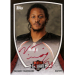 vaughn telemaque 2013 topps nflpa collegiate bowl autograph red ink NFLPA Collegiate Bowl trading card of a player in uniform, autographed on the front.
