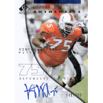 vince wilfork 2004 sp authentic autograph Football player in orange and white jersey, number 75, on a signed rookie card.