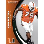 vince wilfork 2015 panini university of miami 067 silver Football player in University of Miami uniform on a Panini card.
