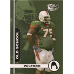 vince wilfork 2004 press pass se old school rc Football player in green uniform with number 75 on sports card titled Old School from 2004.
