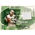 vinny testaverde 2001 quantum leaf all millennium marks cleveland promo Football trading card with player in green and white, labeled All-Millennium Materials and featuring a fabric patch.