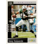 vinny testaverde 2003 score final score atlantic city promo Quarterback in green jersey preparing to throw a football during a game, Score 2003 card design.