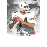 vinny testaverde 2014 upper deck exquisite white spectrum autograph Football player in a white jersey holding a ball, with a signature on a sports card; University logo is visible.