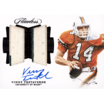 vinny testaverde 2018 flawless collegiate black dual patch autograph Flawless football card with player in orange jersey, number 14, autograph, University of Miami memorabilia.