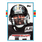 warren williams 1989 topps rc Football player in a Pittsburgh Steelers uniform helmet on a Topps trading card background.