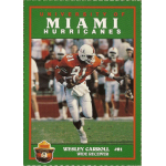 wesley carroll 1990 smokey bear miami hurricanes rc Football card of University of Miami Hurricanes player in action, wearing number 81 jersey.