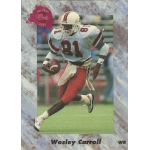wesley carroll 1991 classic four sport rc Football player in red and white uniform running with a ball on a vintage trading card.