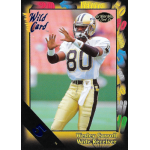 wesley carroll 1991 wild card 5 stripe rc Football player in white and gold uniform on a Wild Card trading card.