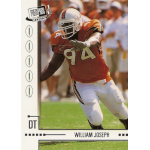 william joseph 2003 press pass je rc Football player in action, wearing orange jersey number 94, running on the field during a game.