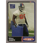 william joseph 2003 topps total silver rc NFL player in practice gear with a padded shield on a trading card.