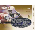 willis mcgahee 2003 sage gold autograph Football trading card featuring University of Miami running back with authentic autograph and SAGE branding.