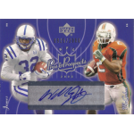 willis mcgahee 2003 upper deck pros and prospects autograph edgerrin james Upper Deck 2003 NFL Pros & Prospects card featuring two football players with autograph.