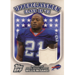 willis mcgahee 2006 topps draft picks and prospects under classmen jsy Football trading card of player in blue jersey, Topps DPP Upperclassmen Class of '03, with authentic game-worn jersey piece.