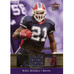willis mcgahee 2007 fleer ultra ultra stars jsy Football player trading card featuring a player in a blue jersey with the number 21 and a helmet.