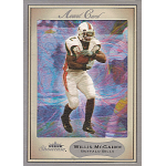 willis mcgahee 2003 fleer showcase avant rc Football trading card featuring a player in action, wearing a white uniform and holding a football.