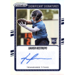 xavier restrepo 2025 panini prizm significant signatures Football trading card featuring Tennessee Titans player with autograph and Significant Signatures label.