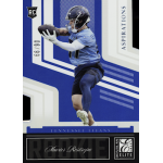 xavier restrepo 2025 elite 07 aspirations die cut Football player in blue jersey catching ball on rookie card with Aspirations text and team name Tennessee Titans.