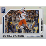 xavier restrepo 2025 elite extra edition rc Wide receiver catches football mid-air during game, featured on Extra Edition trading card.